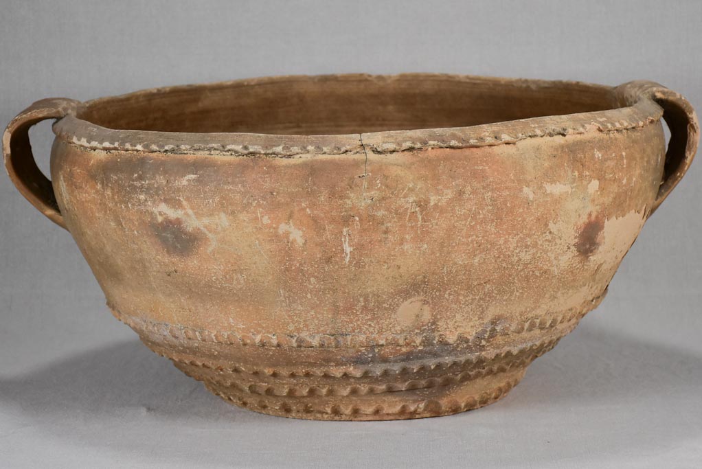 Large 19th-century Spanish clay bowl 25½"