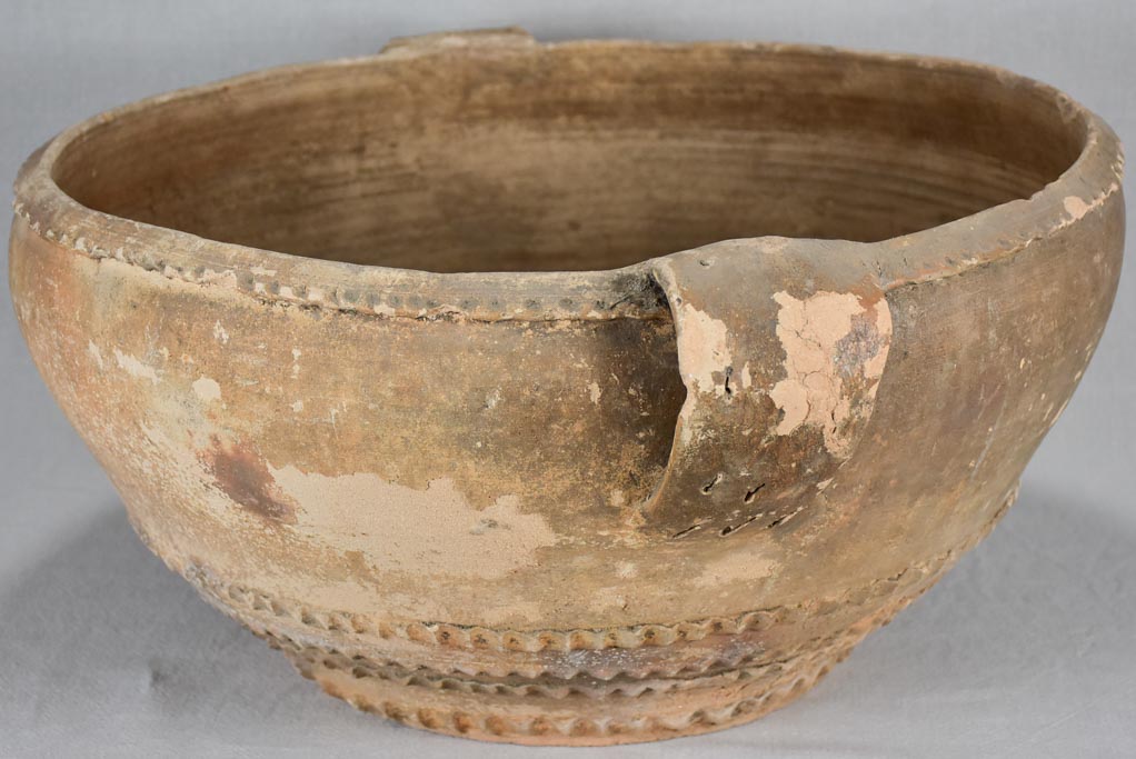 Large 19th-century Spanish clay bowl 25½"