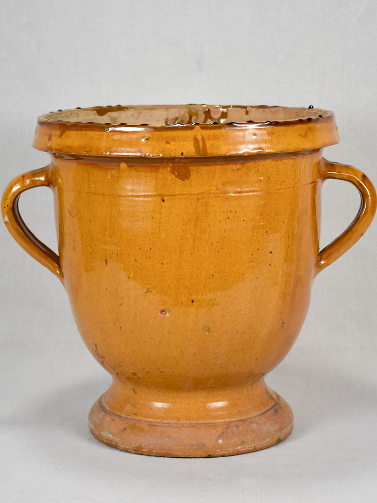 1920s citrus planter from Castelnaudary with yellow ochre glaze 16½"