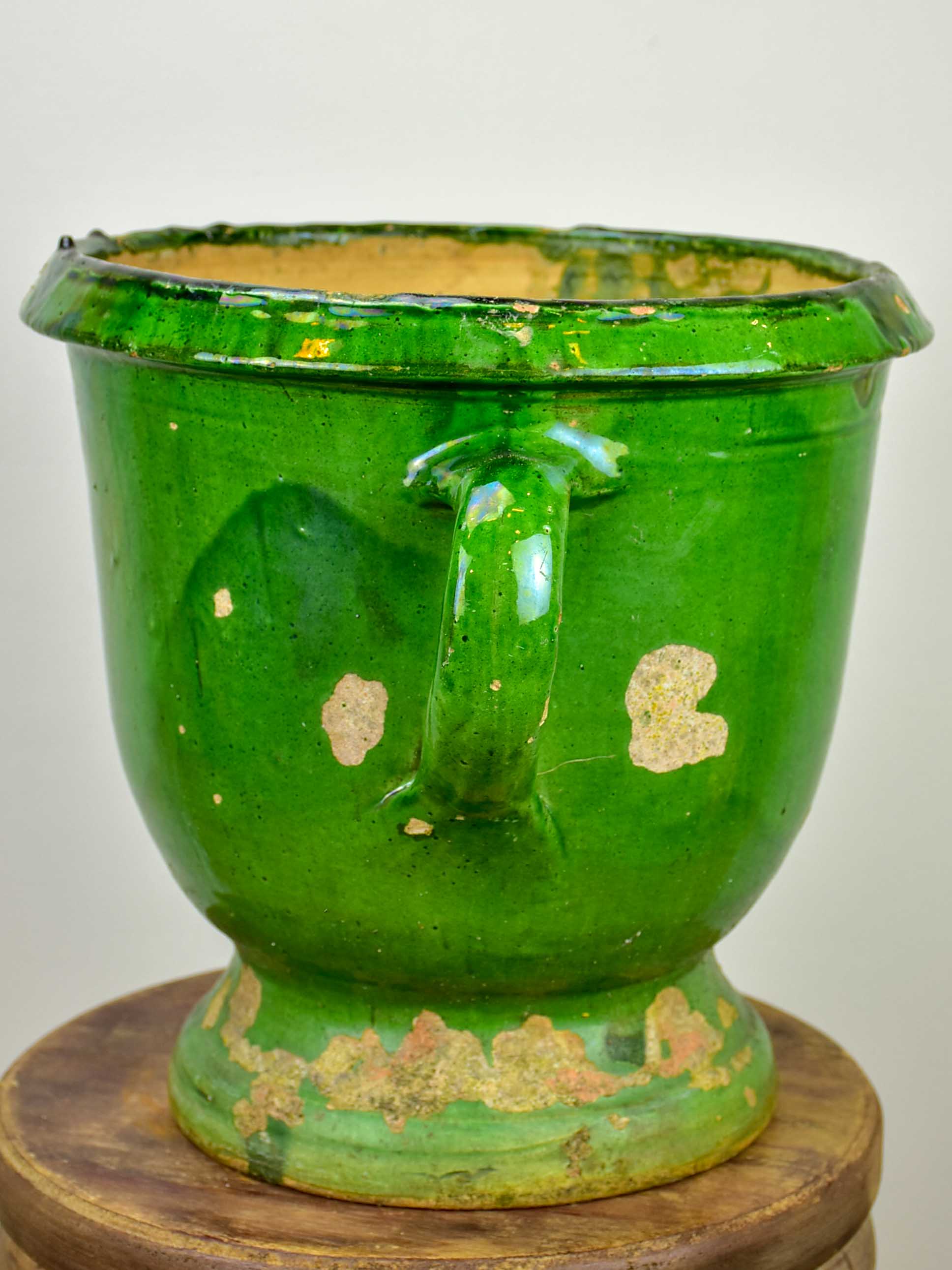 Antique French green garden planter from Castelnaudary - 12 ½''