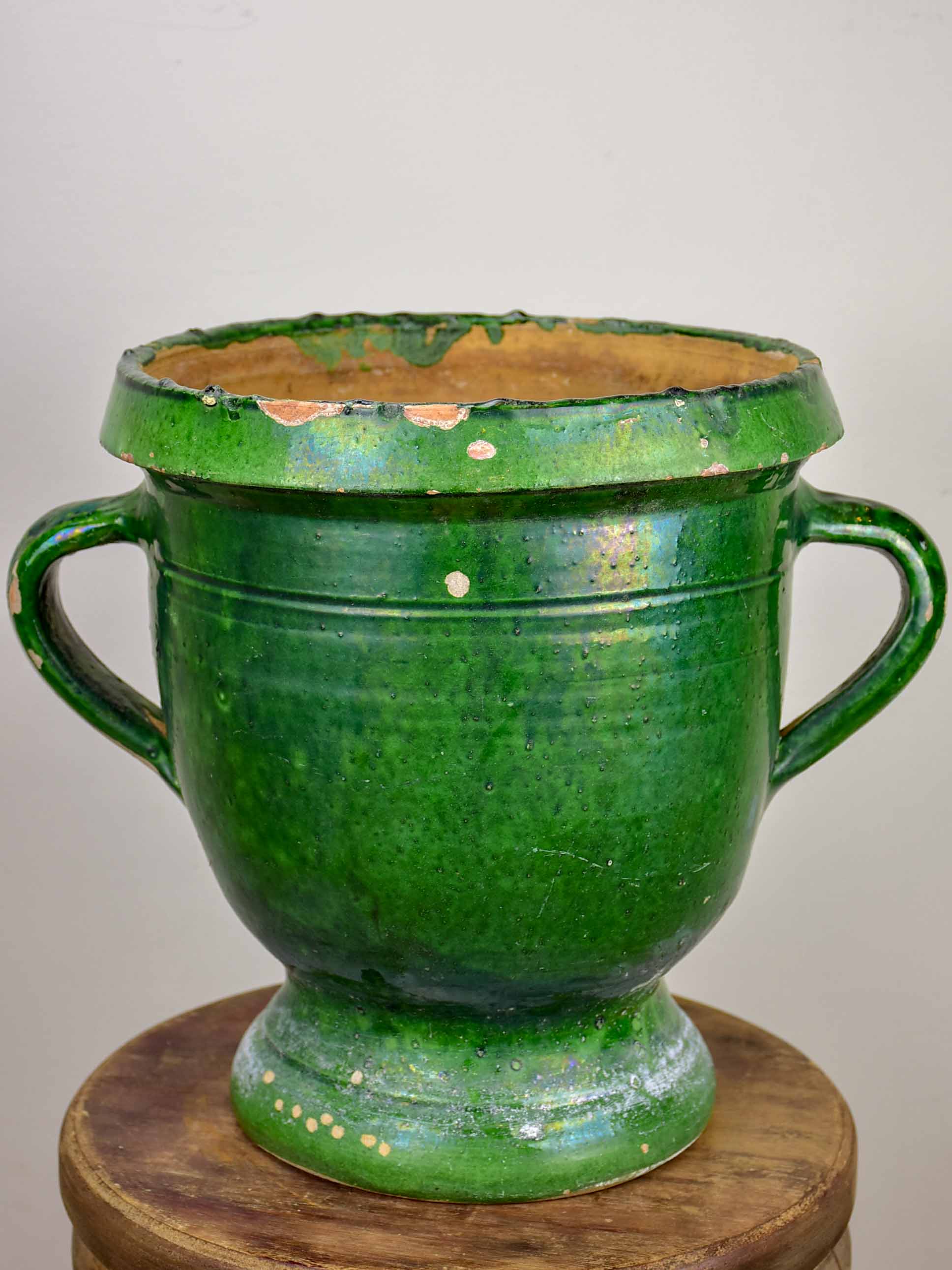 19th Century French garden planter from Castelnaudary with green glaze - 13”