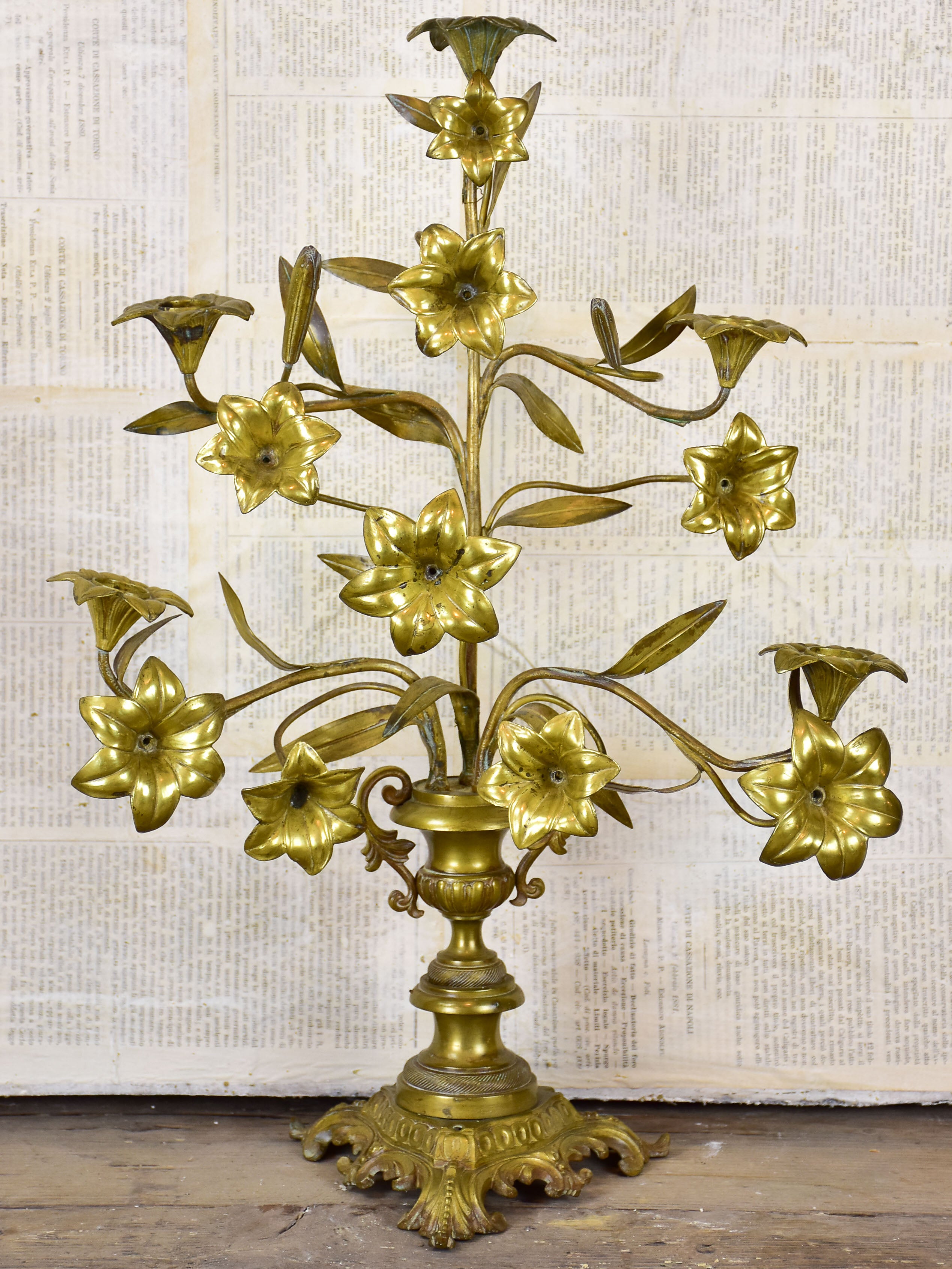 Pair of 19th century French candelsticks with flowers