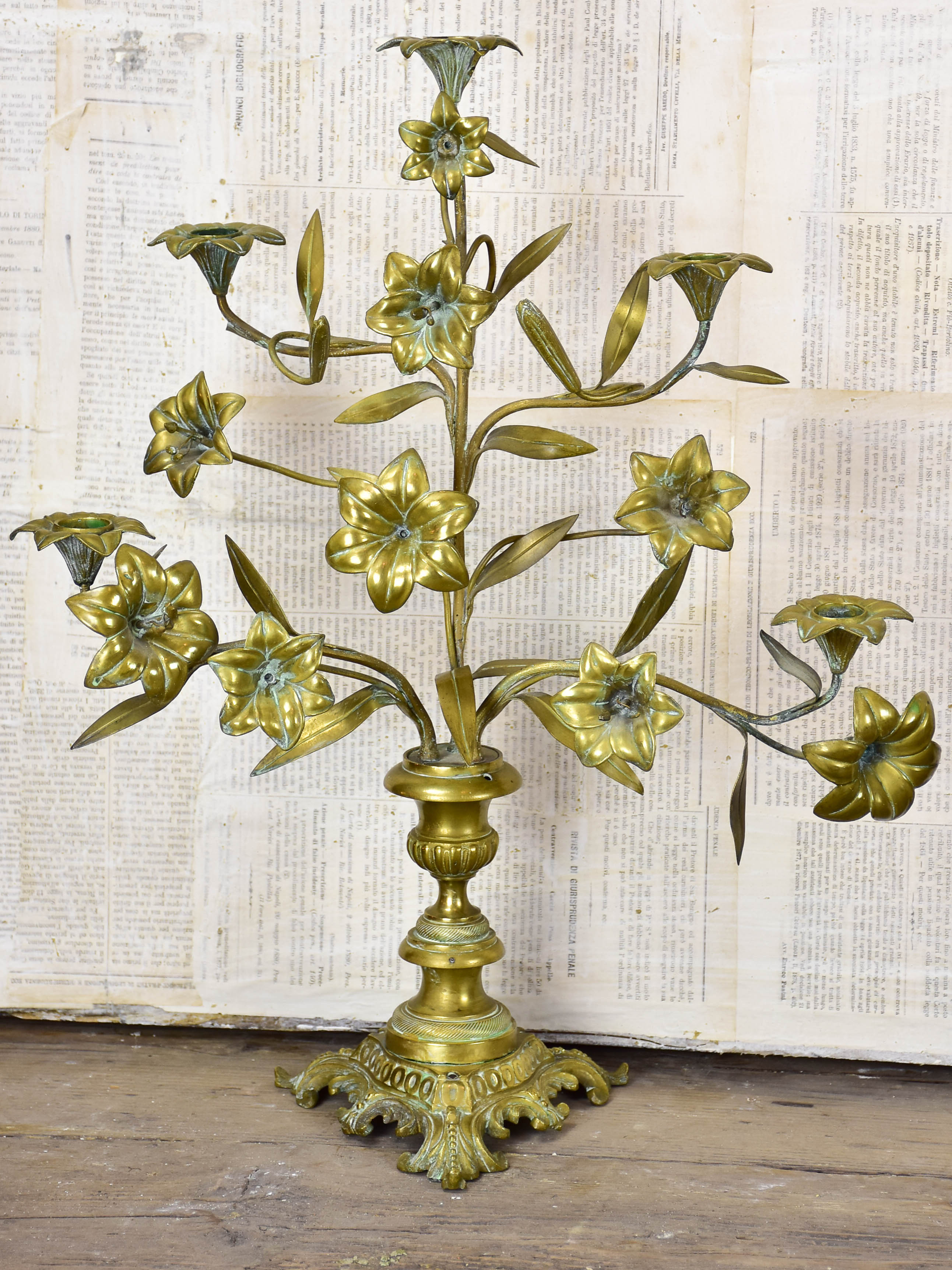 Pair of 19th century French candelsticks with flowers