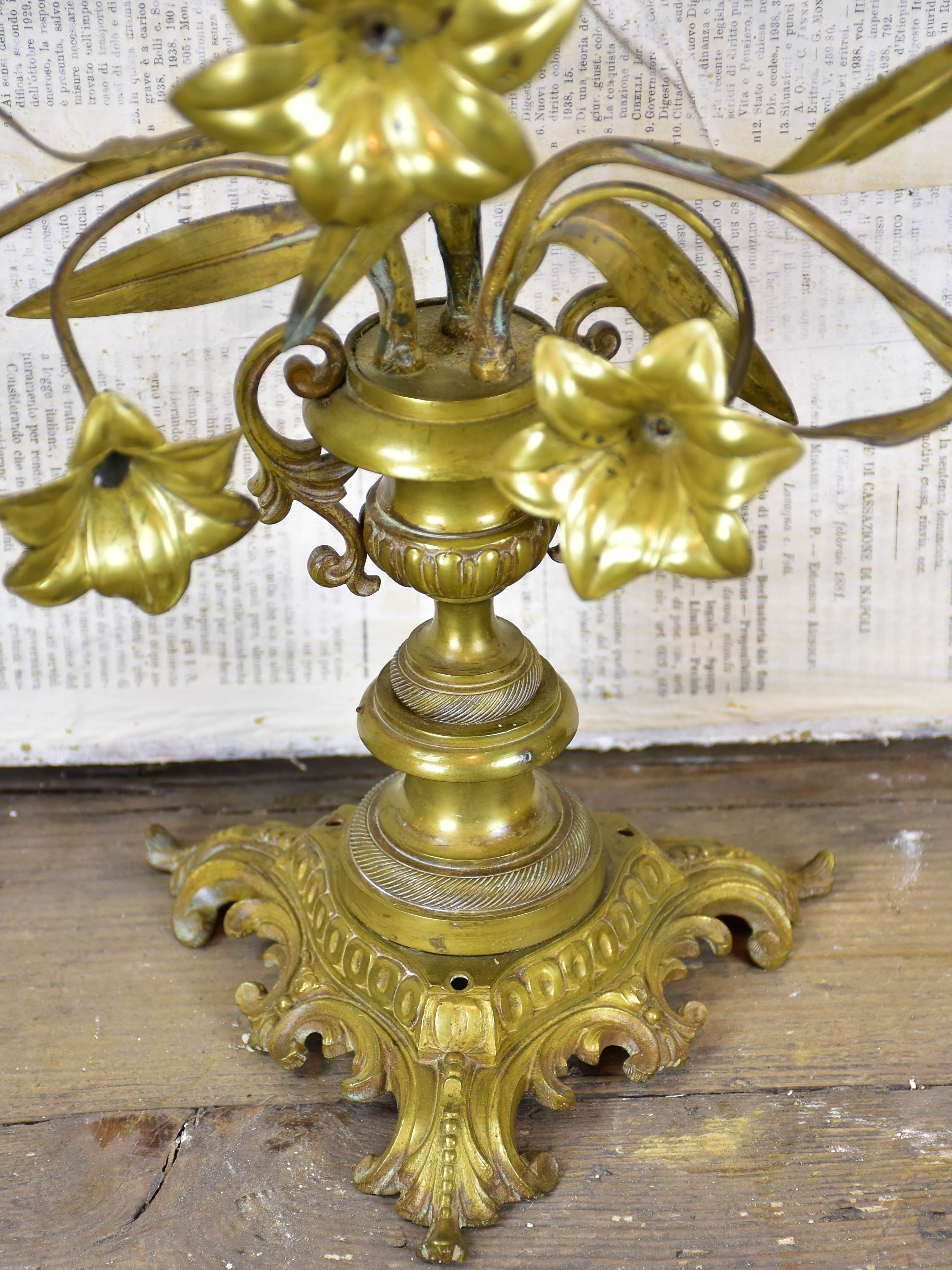 Pair of 19th century French candelsticks with flowers