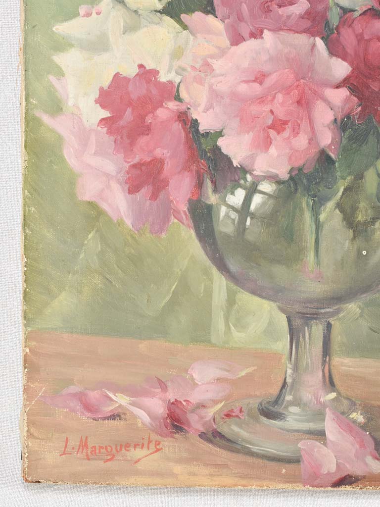 Vintage floral still life painting 18½" x 15"