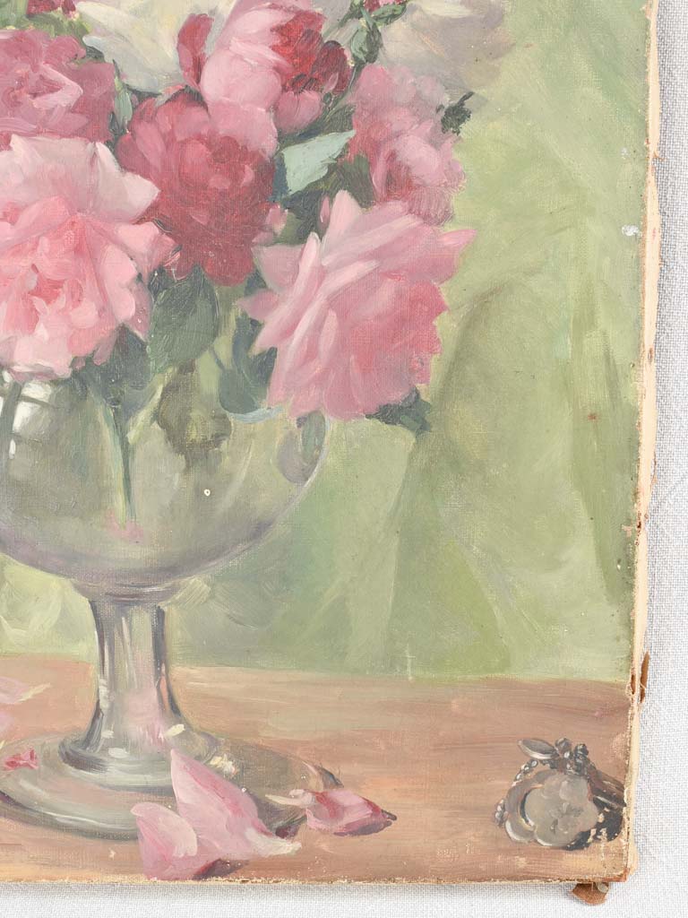 Vintage floral still life painting 18½" x 15"