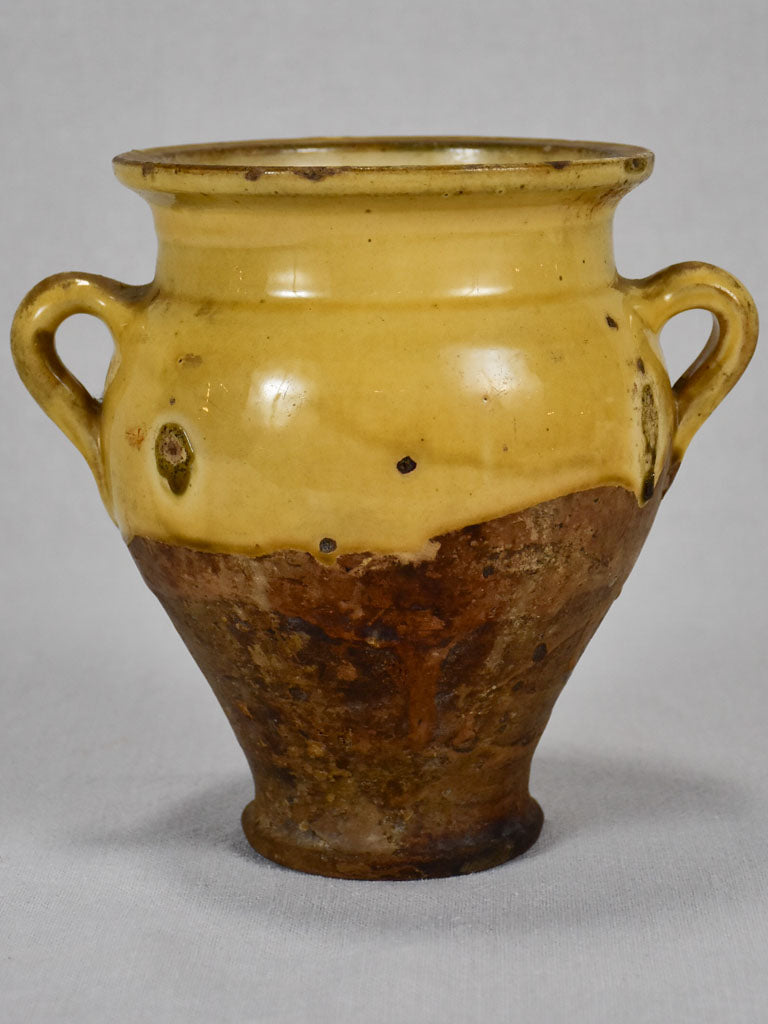 Antique French confit pot with yellow ochre glaze - Saint-Jean-de-Fos 8¼"