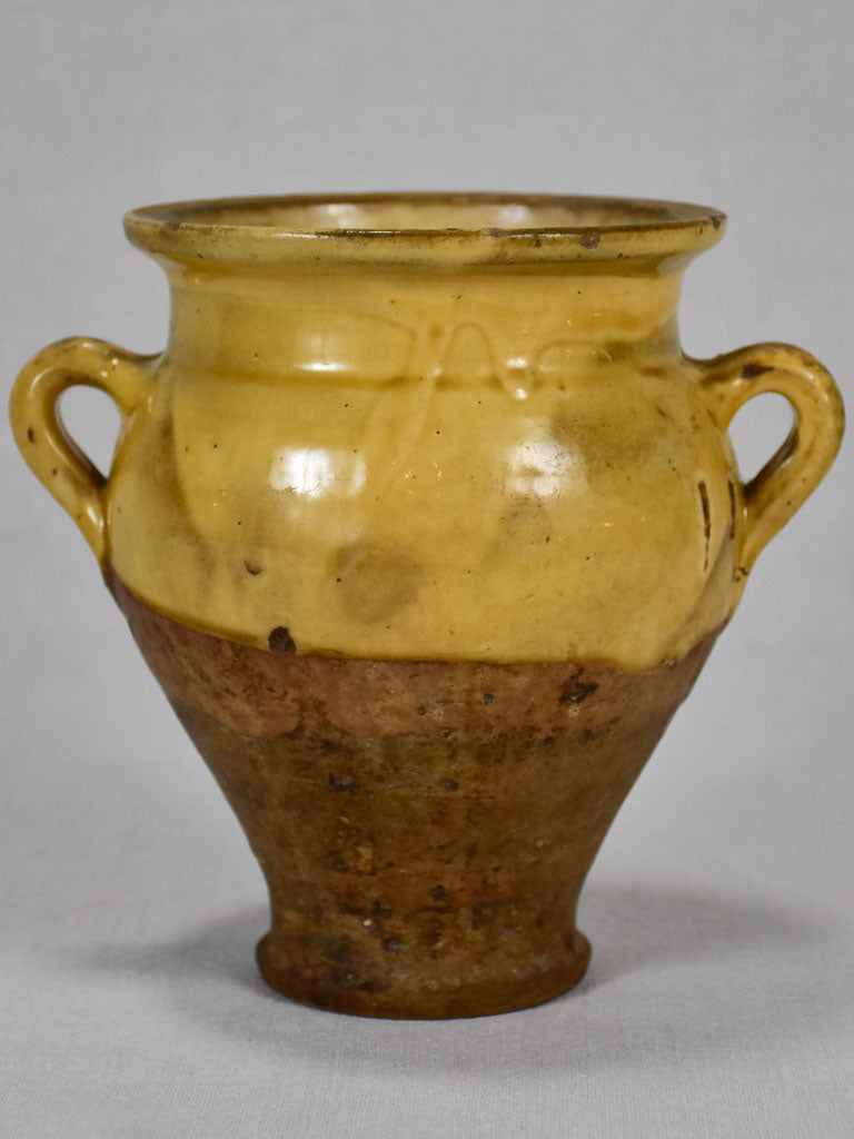 Antique French confit pot with yellow ochre glaze - Saint-Jean-de-Fos 8¼"