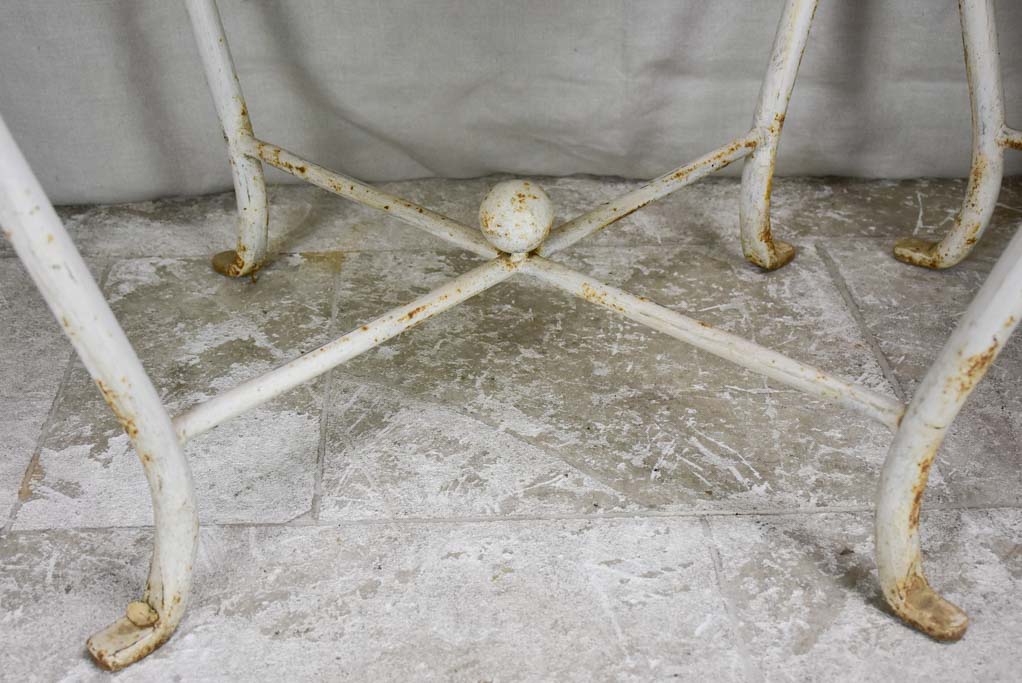 Pair of white cast iron and Carrara marble side tables