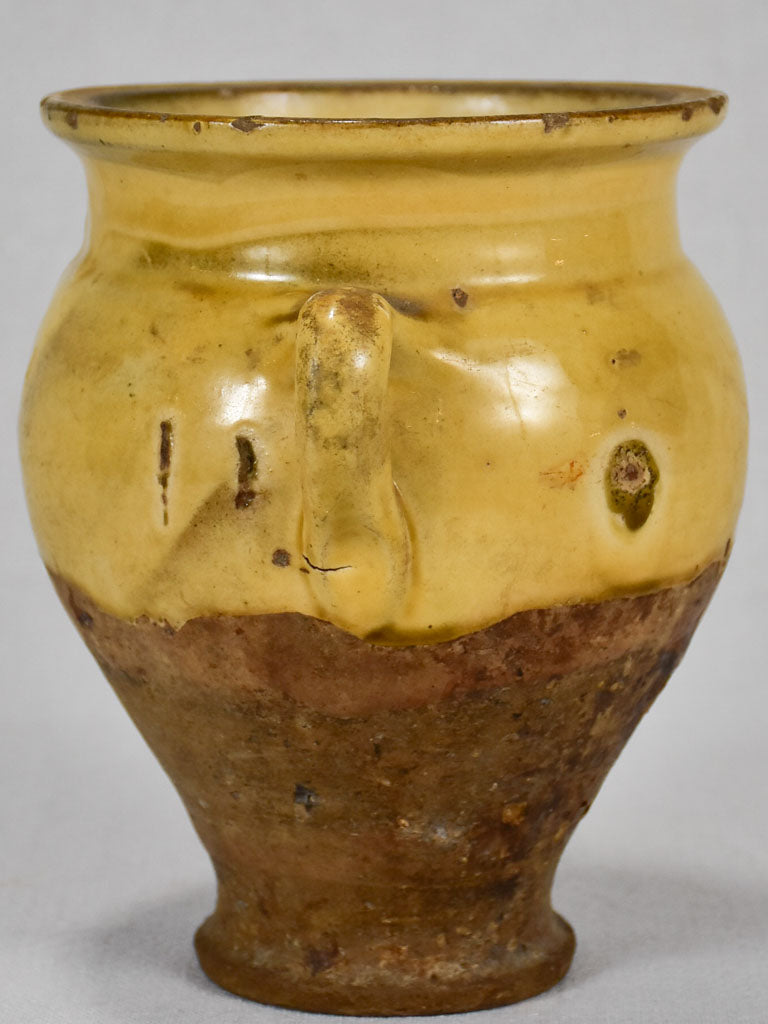 Antique French confit pot with yellow ochre glaze - Saint-Jean-de-Fos 8¼"