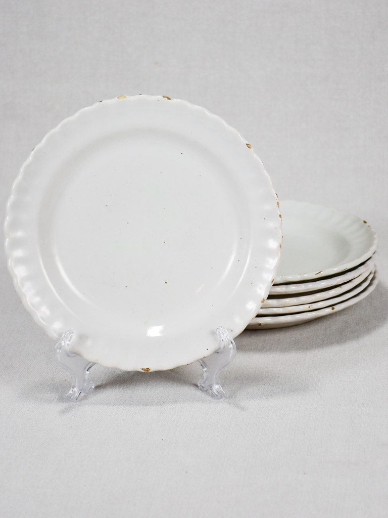 Set of 6 Moustiers white ironstone dessert plates 8¼"