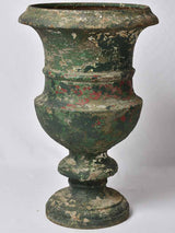 Large cast iron Medici urn with green patina 30"