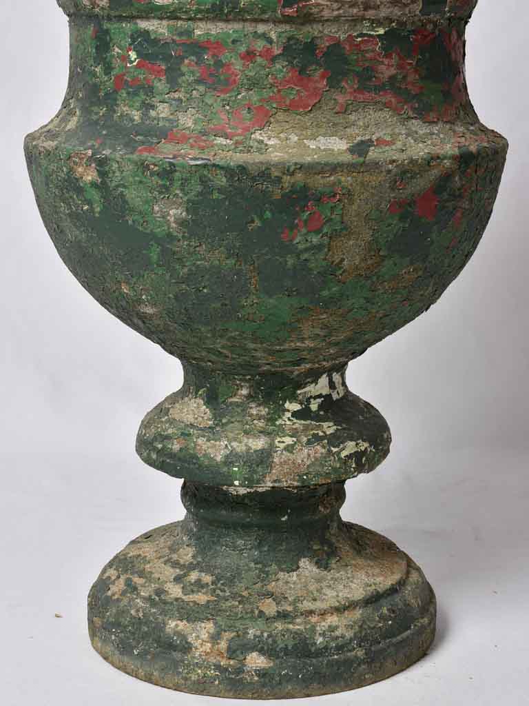 Large cast iron Medici urn with green patina 30"