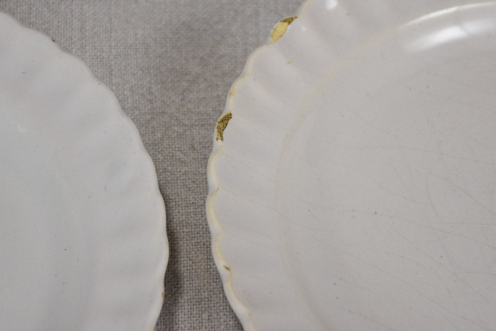 Set of 6 Moustiers white ironstone dessert plates 8¼"