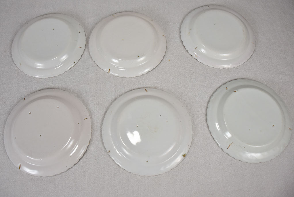 Set of 6 Moustiers white ironstone dessert plates 8¼"