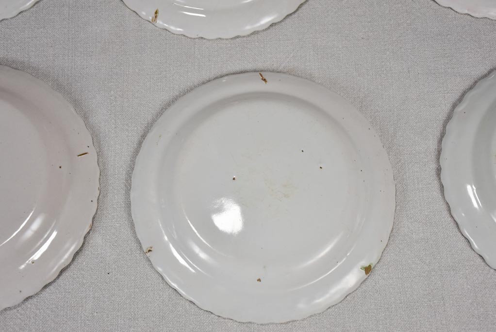 Set of 6 Moustiers white ironstone dessert plates 8¼"