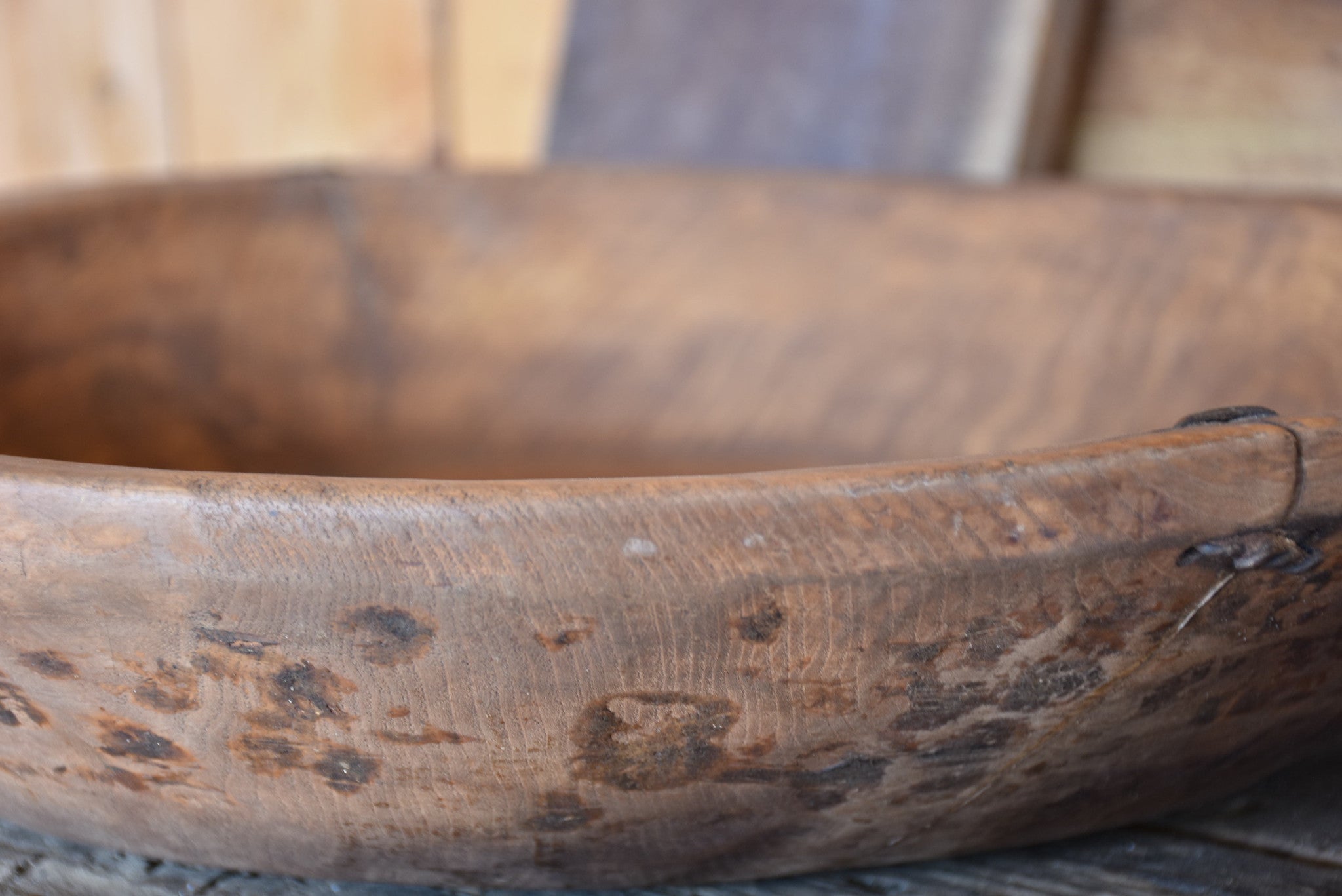 Large antique wooden bowls