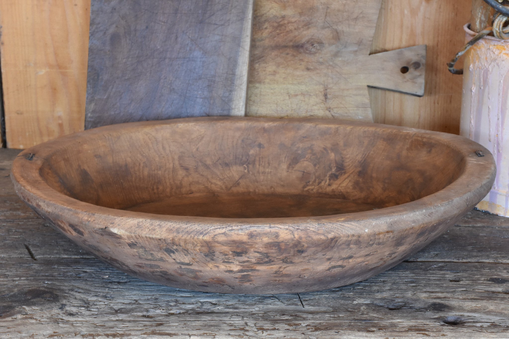 Large antique wooden bowls