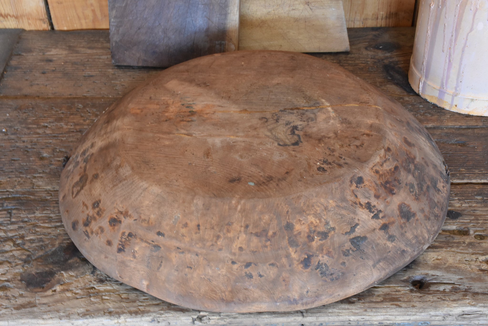 Large antique wooden bowls