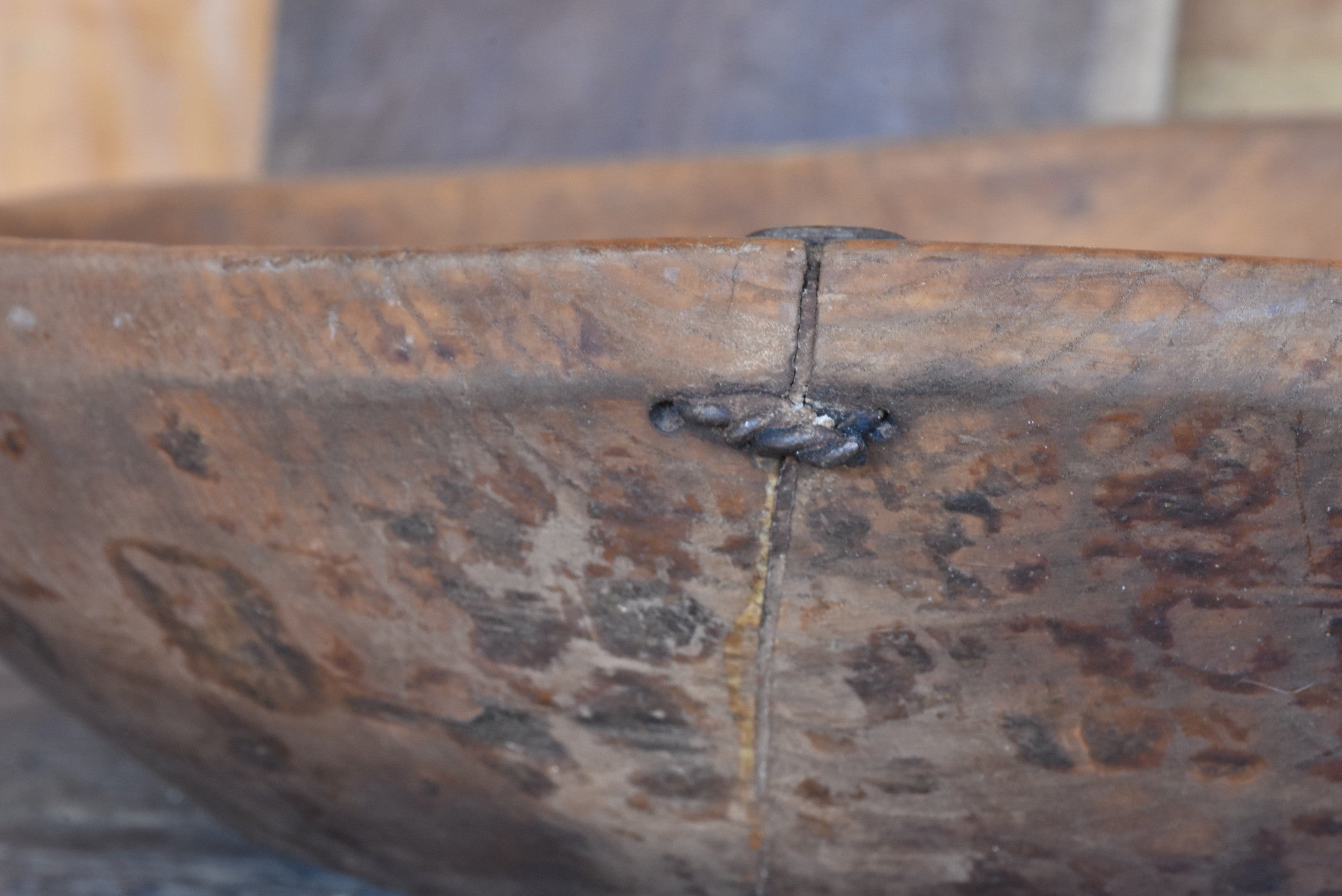 Large antique wooden bowls