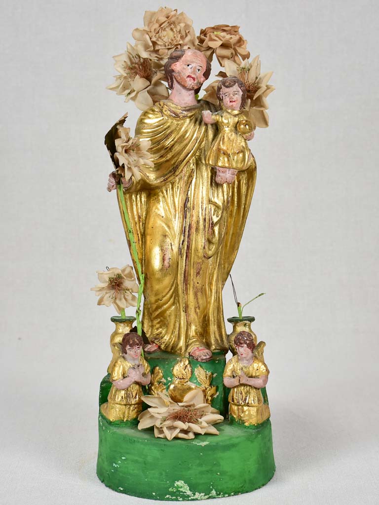 19th-century Santibelli sculpture of Saint Joseph 15¼"