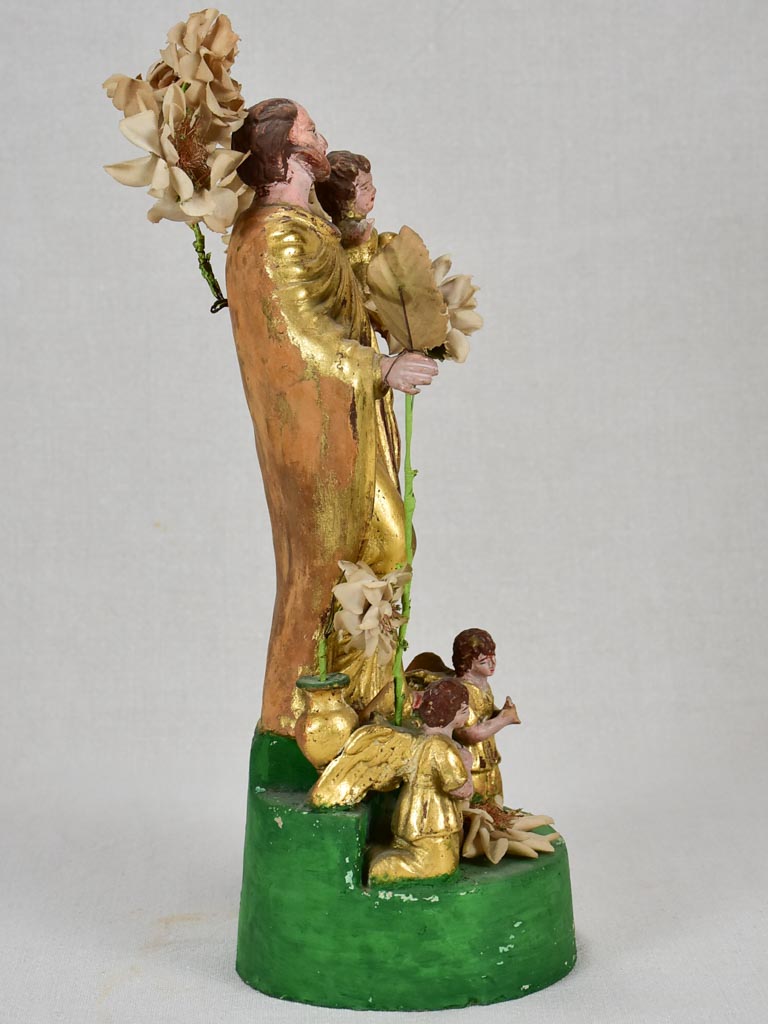 19th-century Santibelli sculpture of Saint Joseph 15¼"