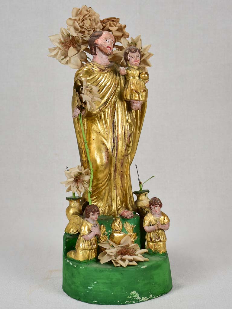 19th-century Santibelli sculpture of Saint Joseph 15¼"