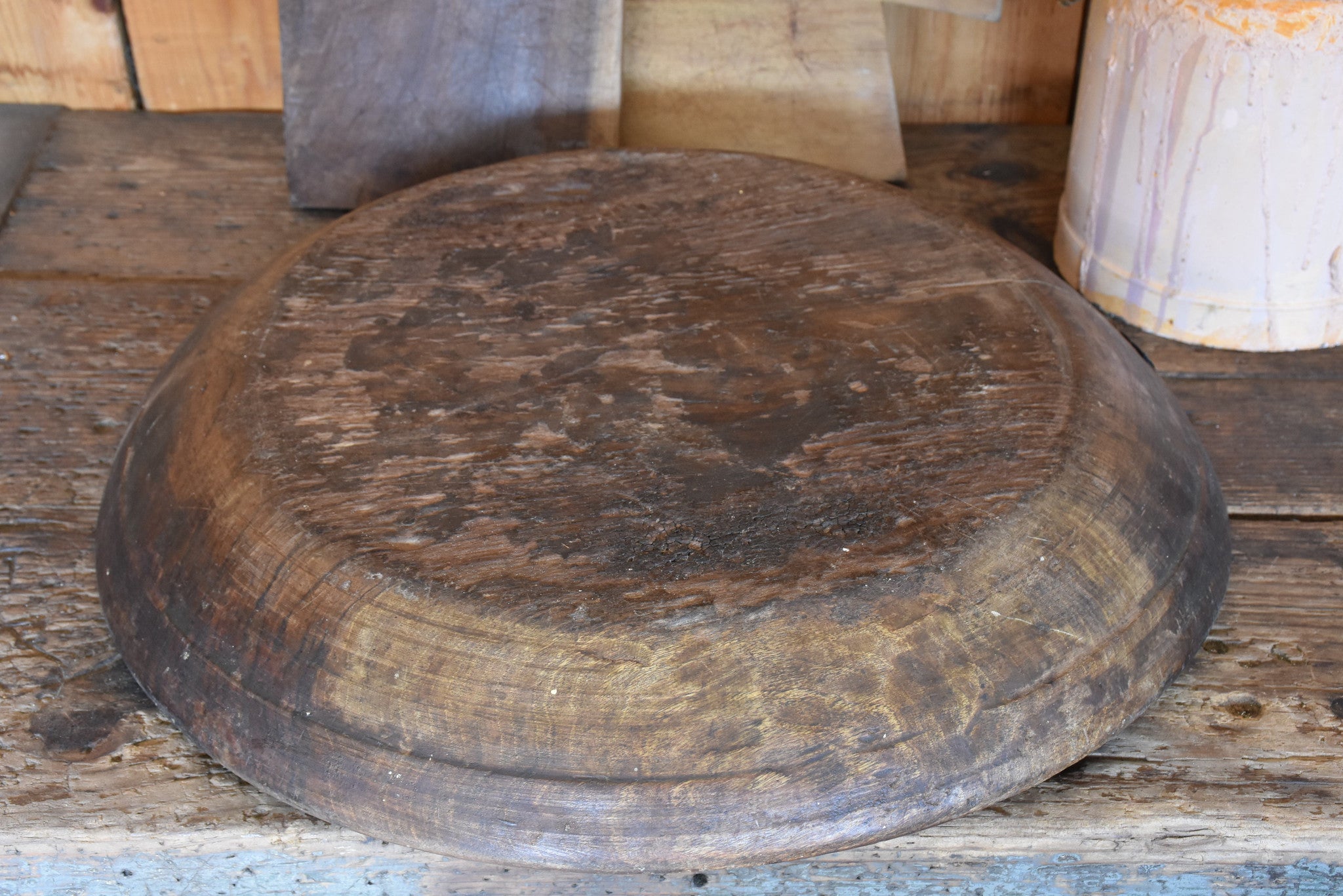 Large antique wooden bowls