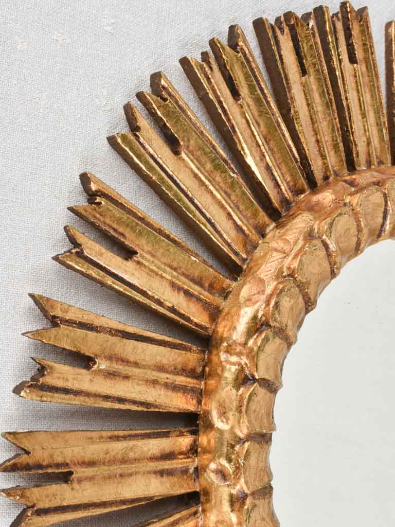 Vintage sunburst mirror with gold frame 20½"