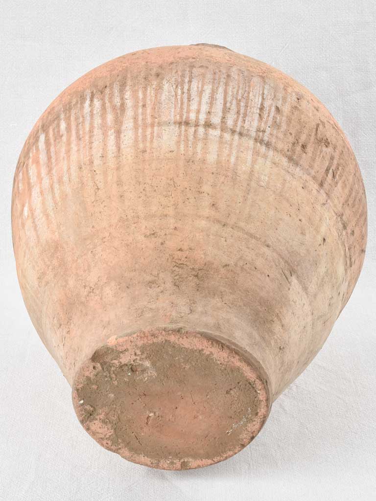 Large primitive terracotta water pitcher with handle 22"