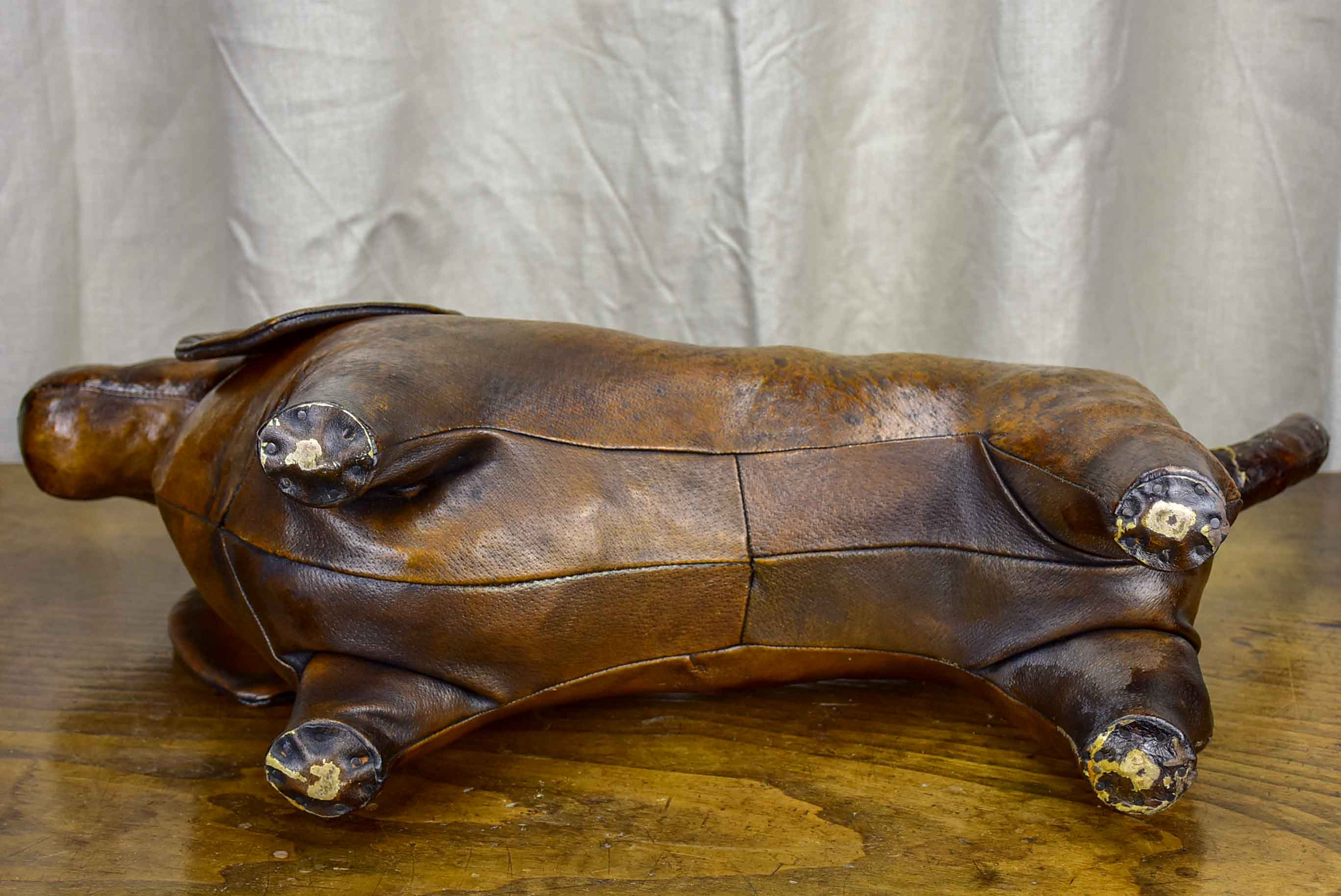 Antique Valenti leather dog footrest