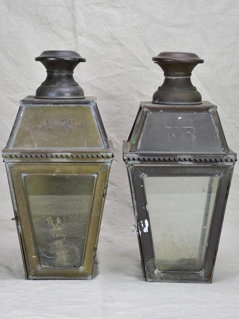 19th Century French lantern with VR monogram 16½"