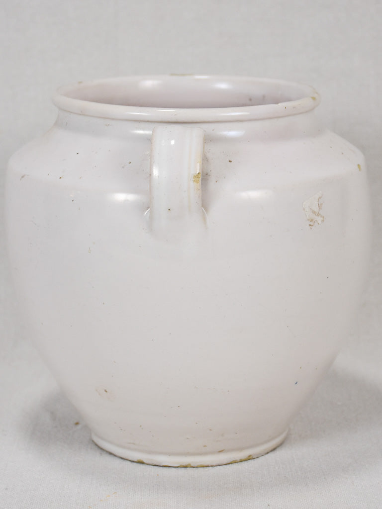 Small antique French preserving pot - white 8"