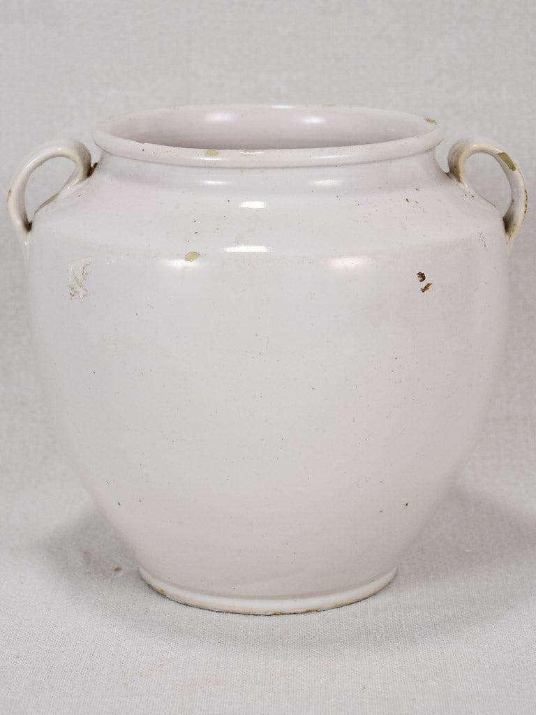 Small antique French preserving pot - white 8"