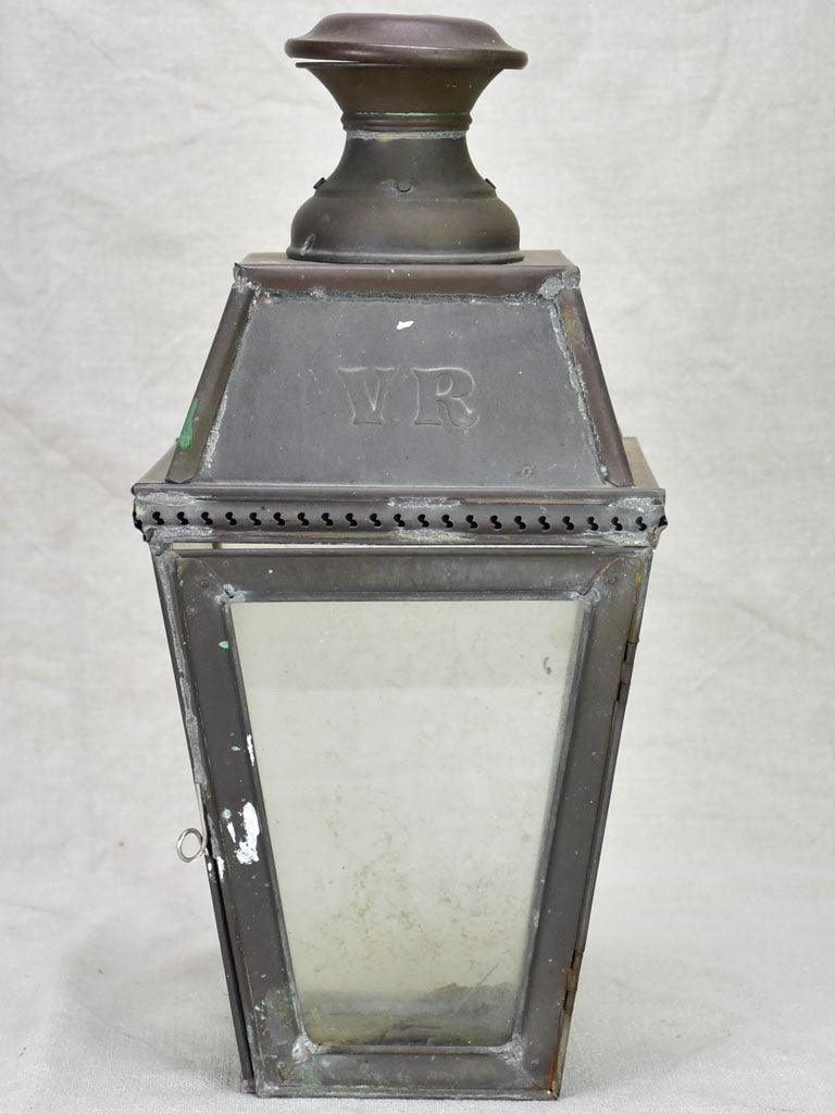 19th Century French lantern with VR monogram 16½"