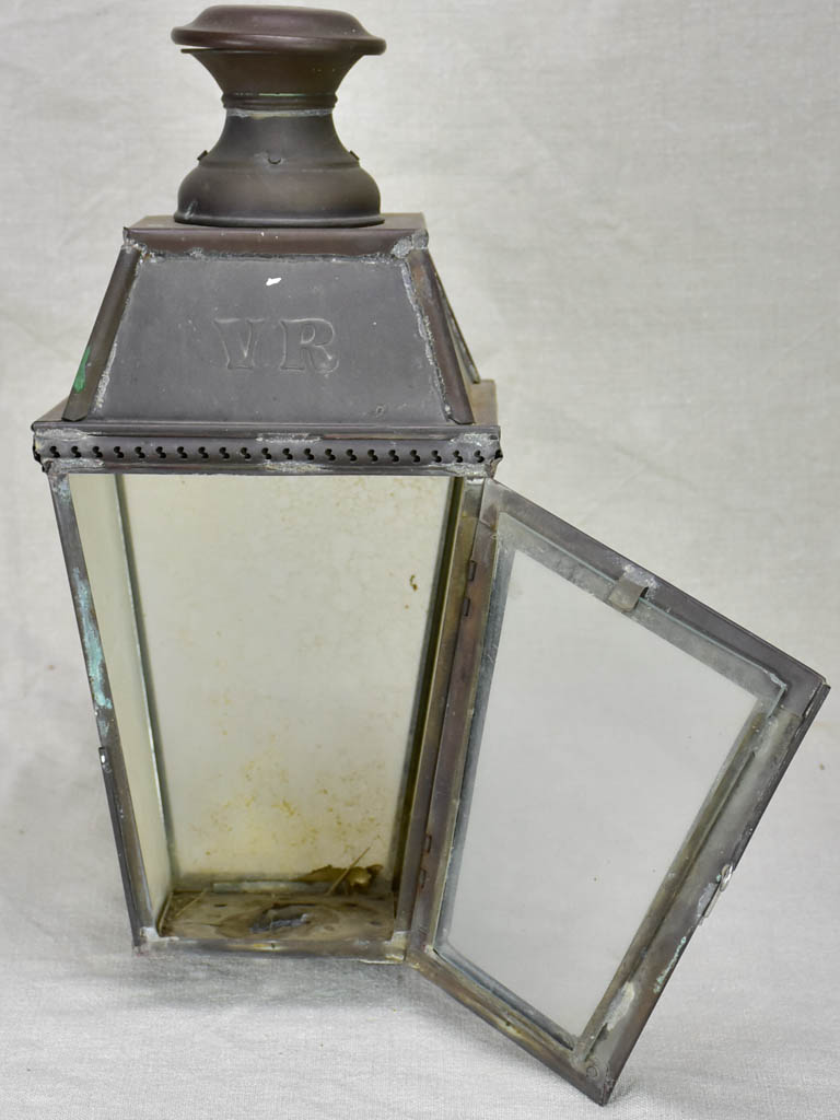 19th Century French lantern with VR monogram 16½"