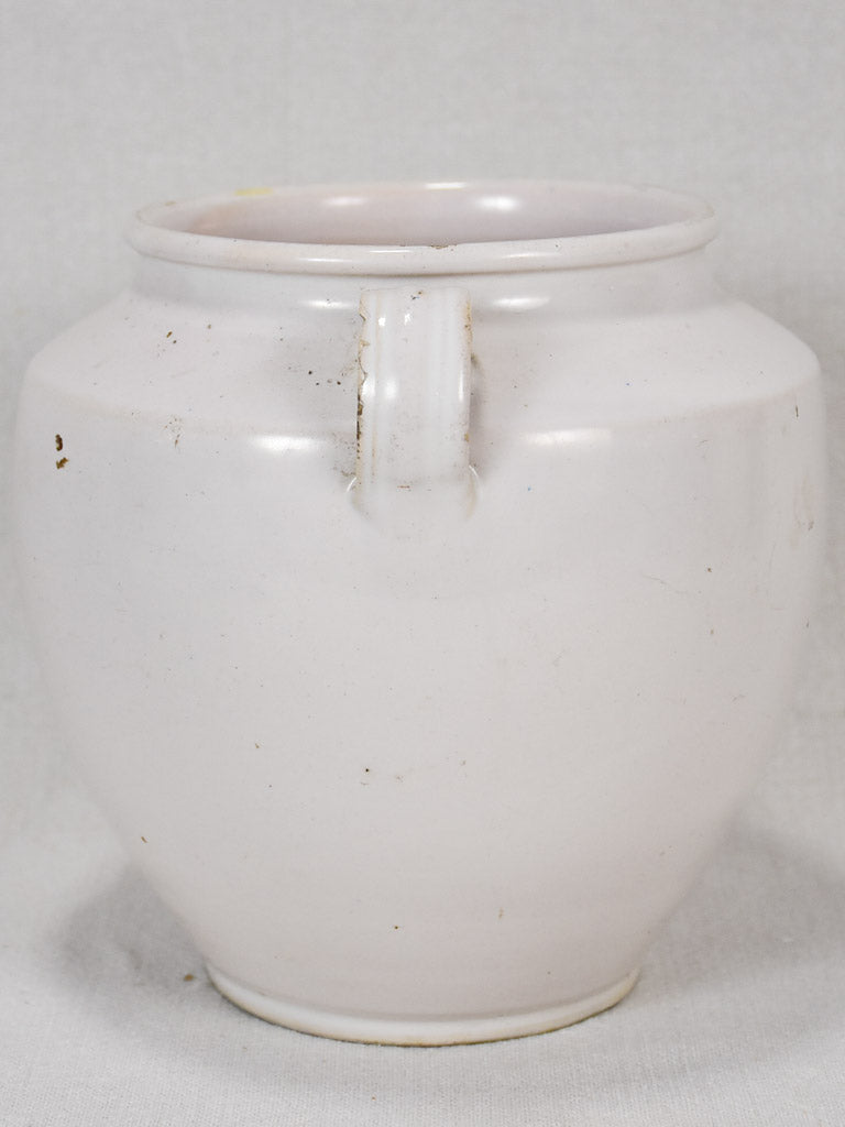 Small antique French preserving pot - white 8"