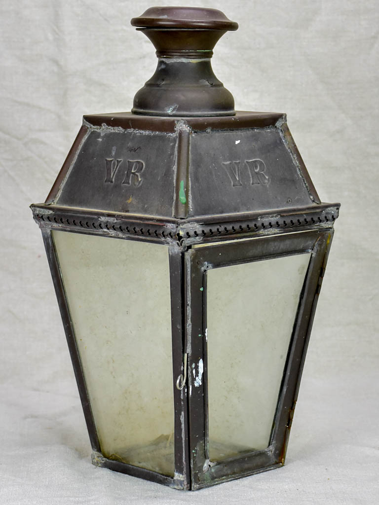 19th Century French lantern with VR monogram 16½"