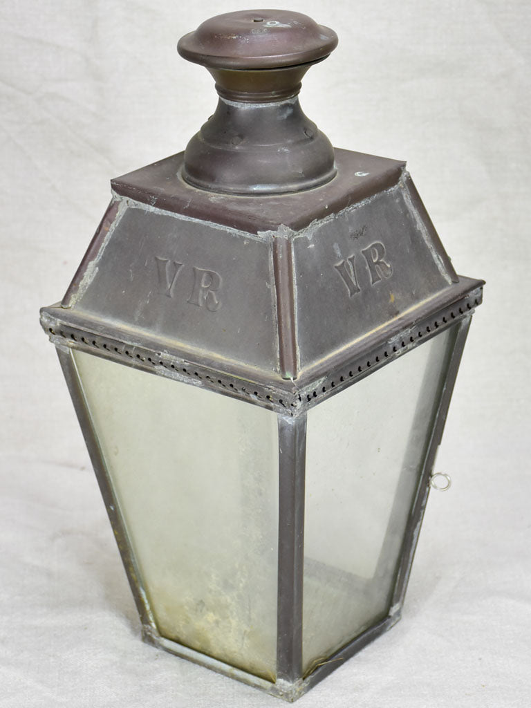 19th Century French lantern with VR monogram 16½"