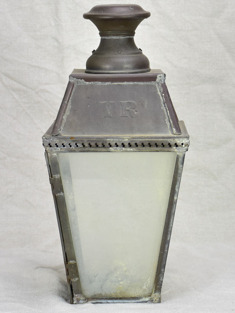 19th Century French lantern with VR monogram 16½"