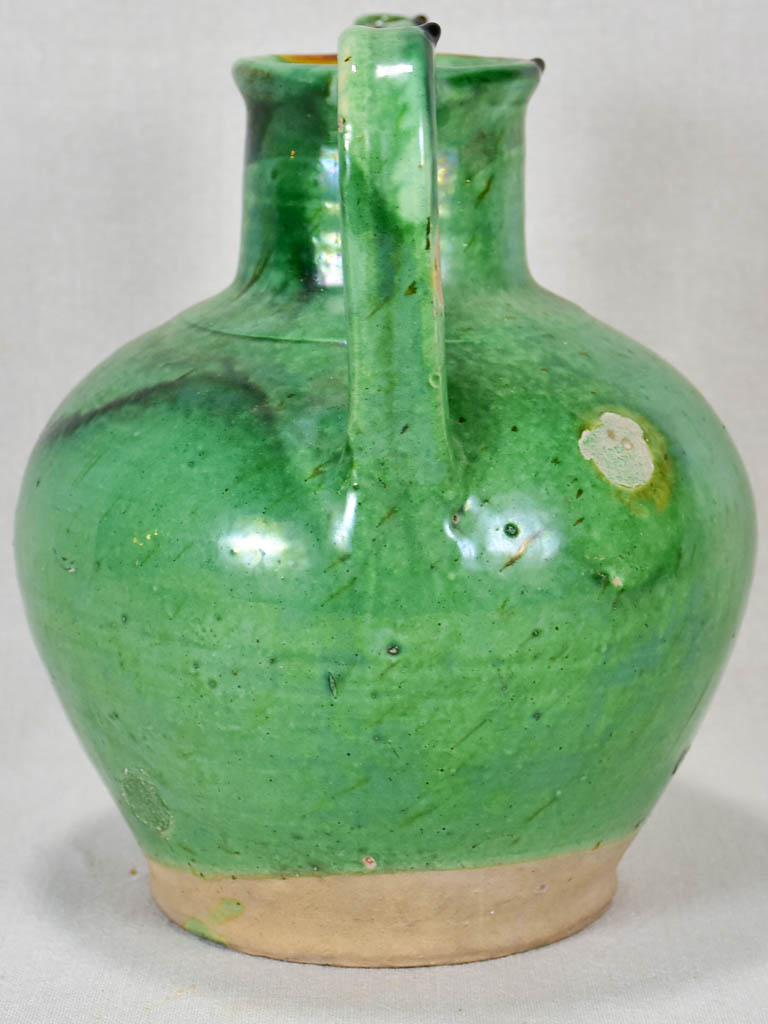 19th-century French water pitcher cruche orjol with green glaze