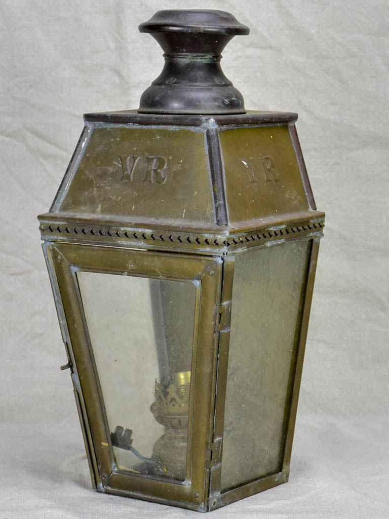 19th Century French wall lantern with VR monogram 16½"