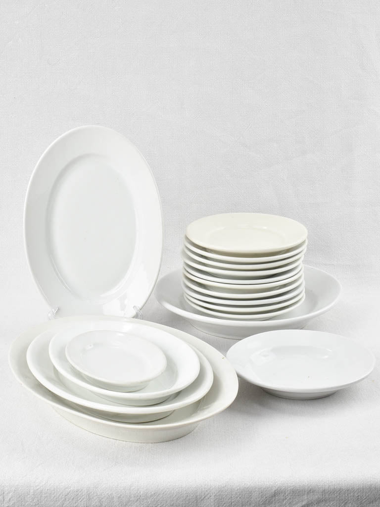 Vintage French bistro earthenware dinnerware set