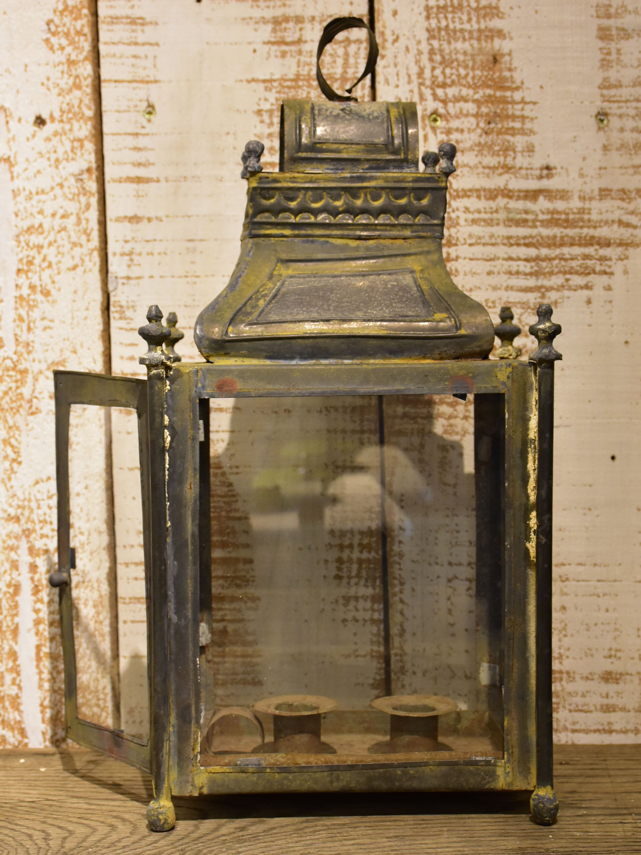 Antique French lantern – two candles