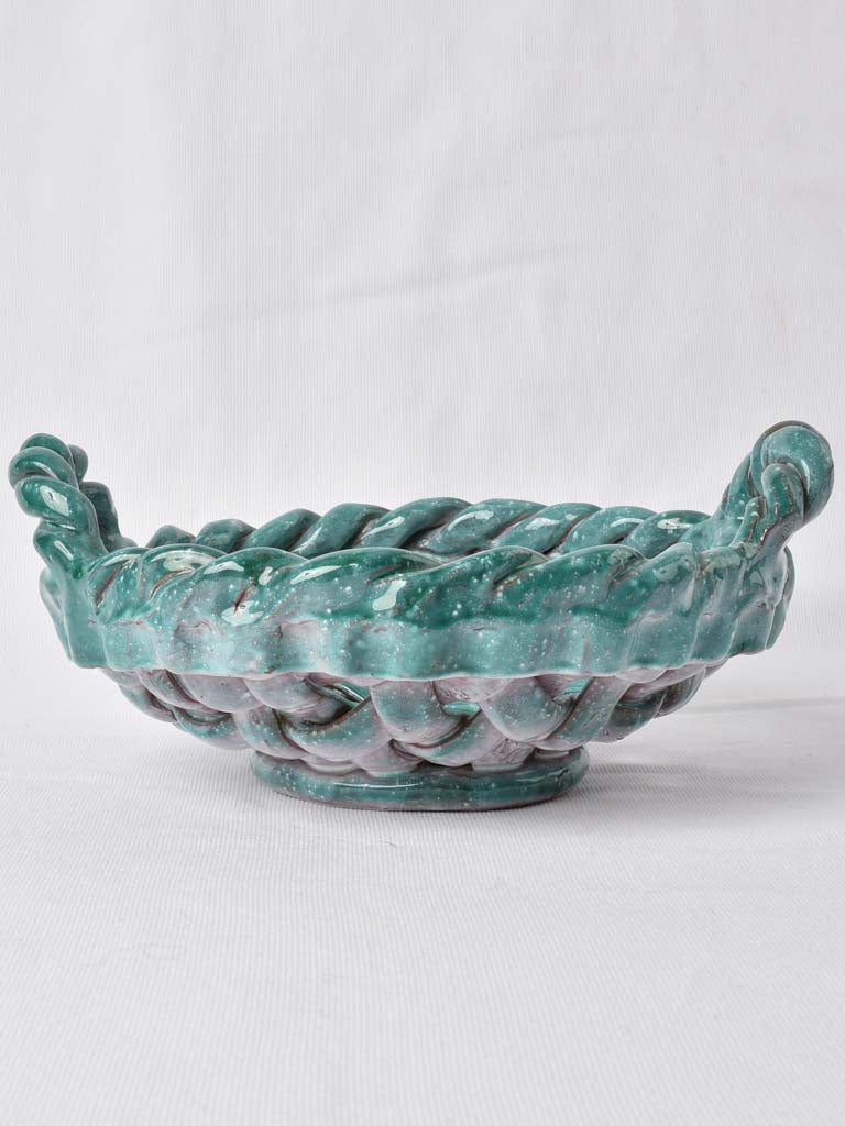 Relatively heavy turquoise fruit bowl