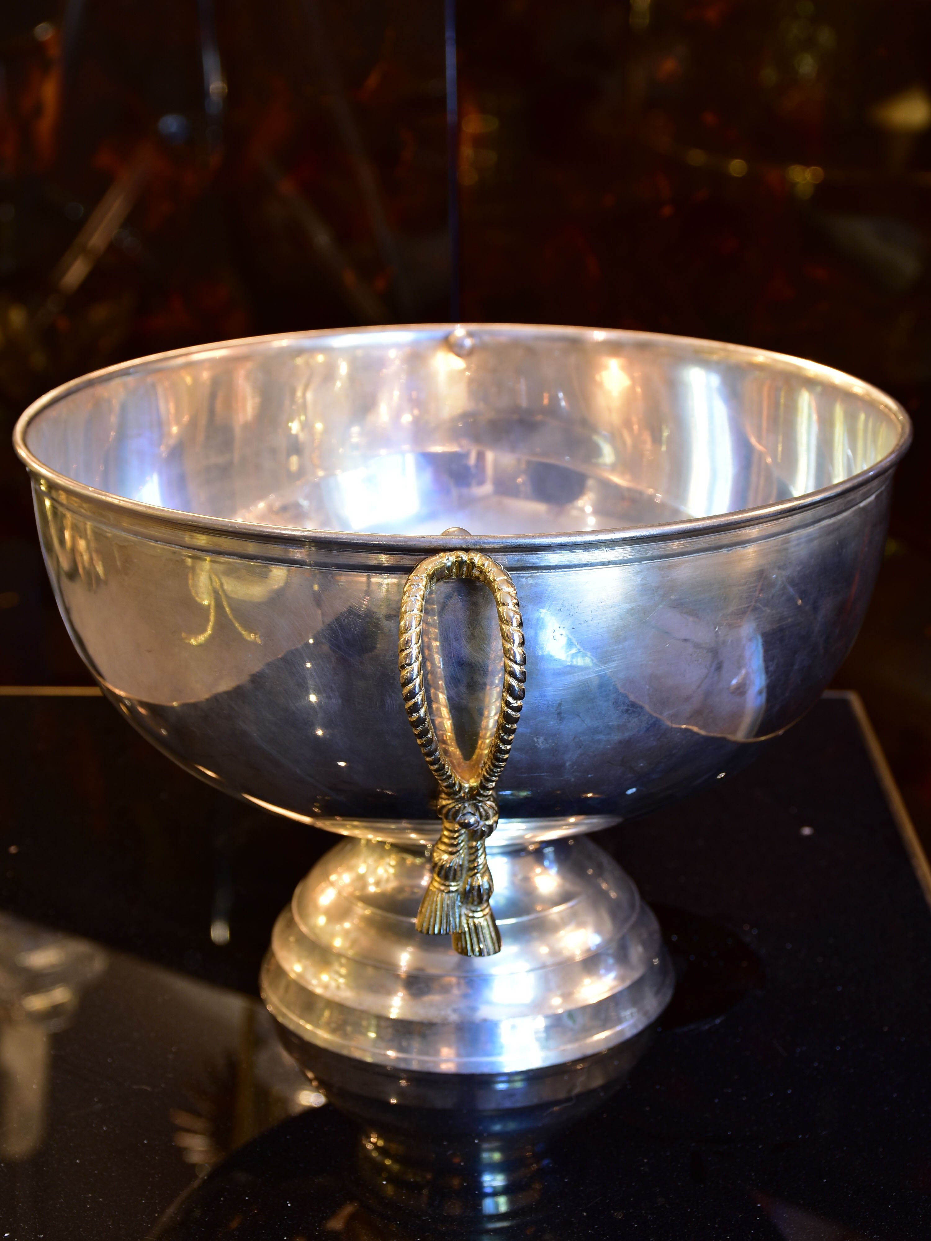 Vintage French champagne bucket with rope style handles