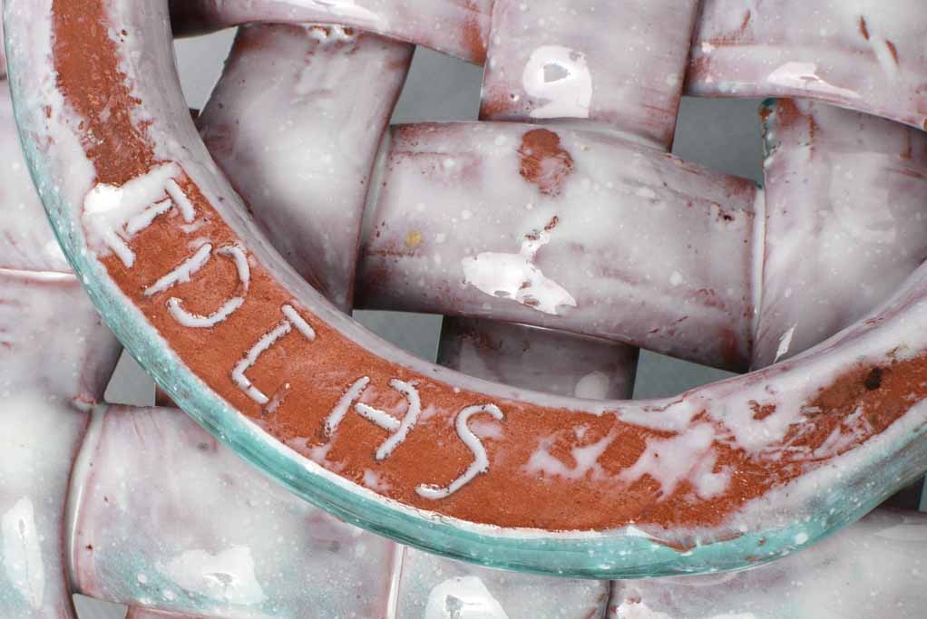 Picault-style turquoise ceramic Vallauris fruit bowl