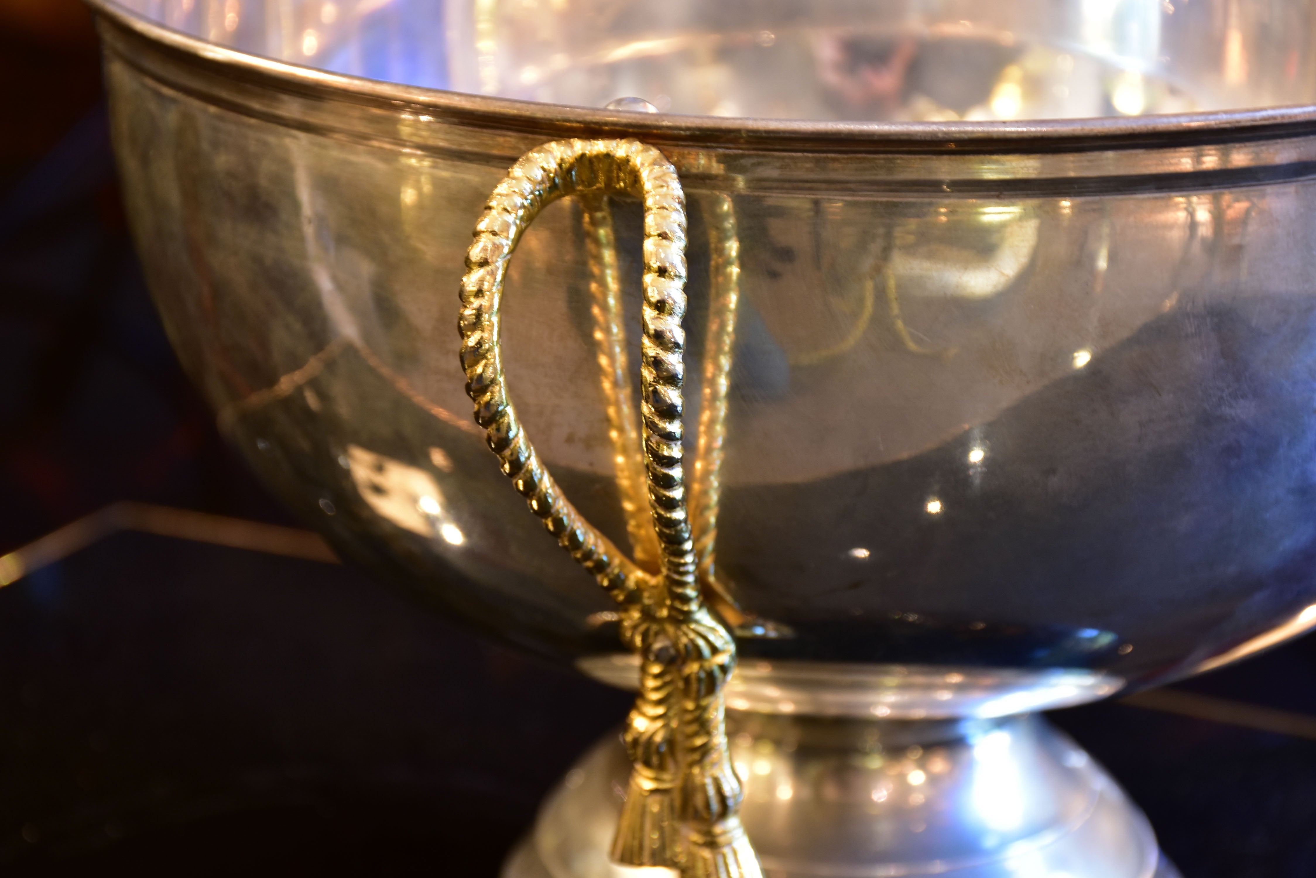 Vintage French champagne bucket with rope style handles