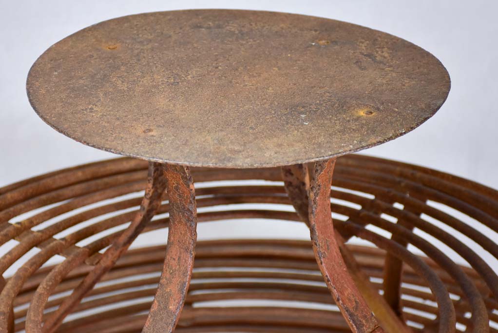 Rare round Arras plant stand with original patina and hoof feet 63¾"