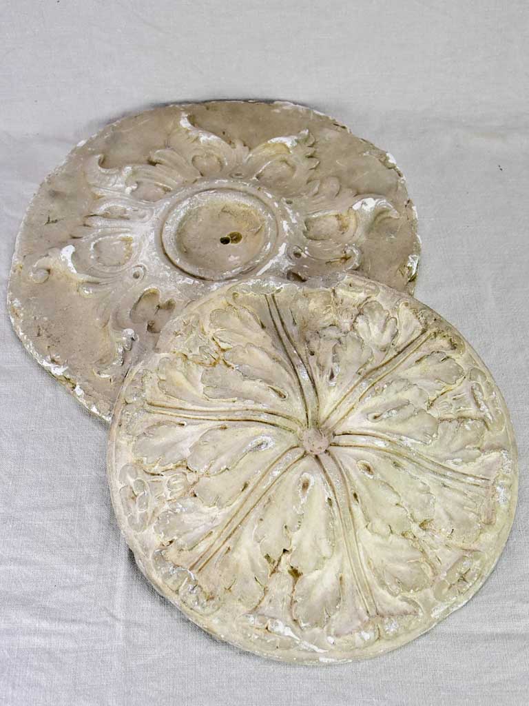 Two salvaged antique French plaster molds - round 18"